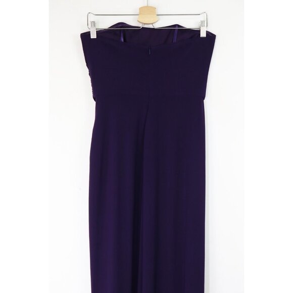NEW La Femme 28204 Dress Sleeveless Stretch Jersey High Low Gown Dark Purple 10 - Picture 8 of 8